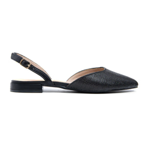 Slingback a punta in rafia - NERO