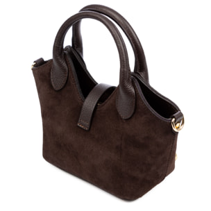 Barzanò Bolso de mano Mujer. Piel auténtica Gamuza con detalles metálicos.