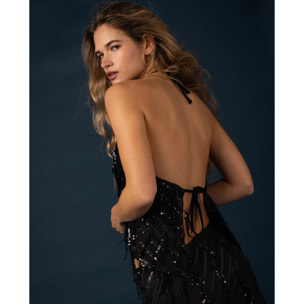 Top halter de lentejuelas de mujer