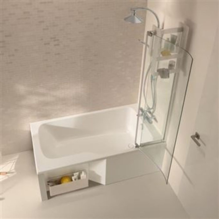 Baignoire bain douche Malice, version droite Blanc brillant 170 x 90