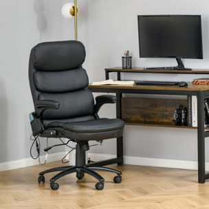 Fauteuil de bureau direction massant 6 points inclinable réglable synthétique noir