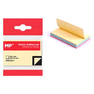 PACK 12 UNIDADES NOTAS ADHESIVAS 50 x 75 mm 100 HOJAS MULTICOLOR