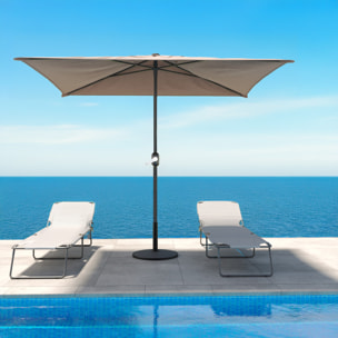 Ombrellone Rettangolare 3x2 M Da Giardino Parasole Per Balcone Con Air Vent Apertura A Manovella Anti UV Idrorepellente Mare Spiaggia Piscina Tortora