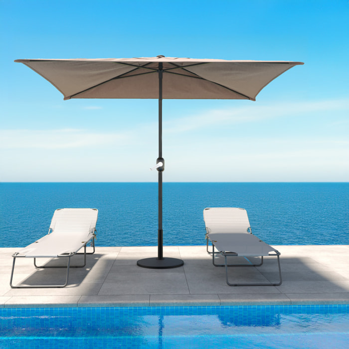 Ombrellone Rettangolare 3x2 M Da Giardino Parasole Per Balcone Con Air Vent Apertura A Manovella Anti UV Idrorepellente Mare Spiaggia Piscina Tortora