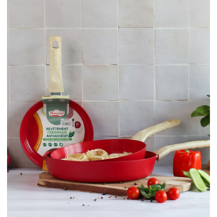 Poêle 20cm avec revêtement céramique rouge - tous feux COLORAMA