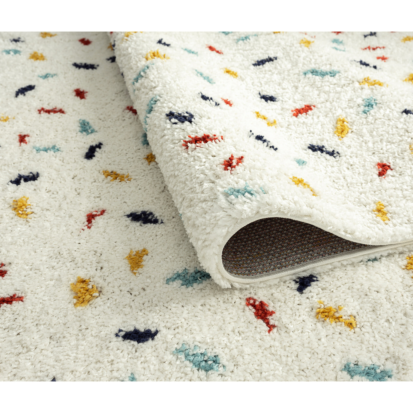 Tipi - tapis shaggy enfant en laine artificielle à motif confettis multicolore