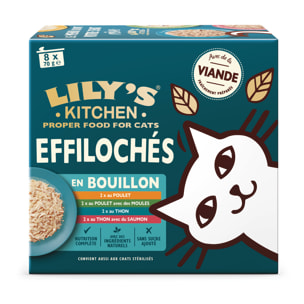 Lily's Kitchen Chat Effilochés en bouillon Multipack 8x70g - Lot de 4