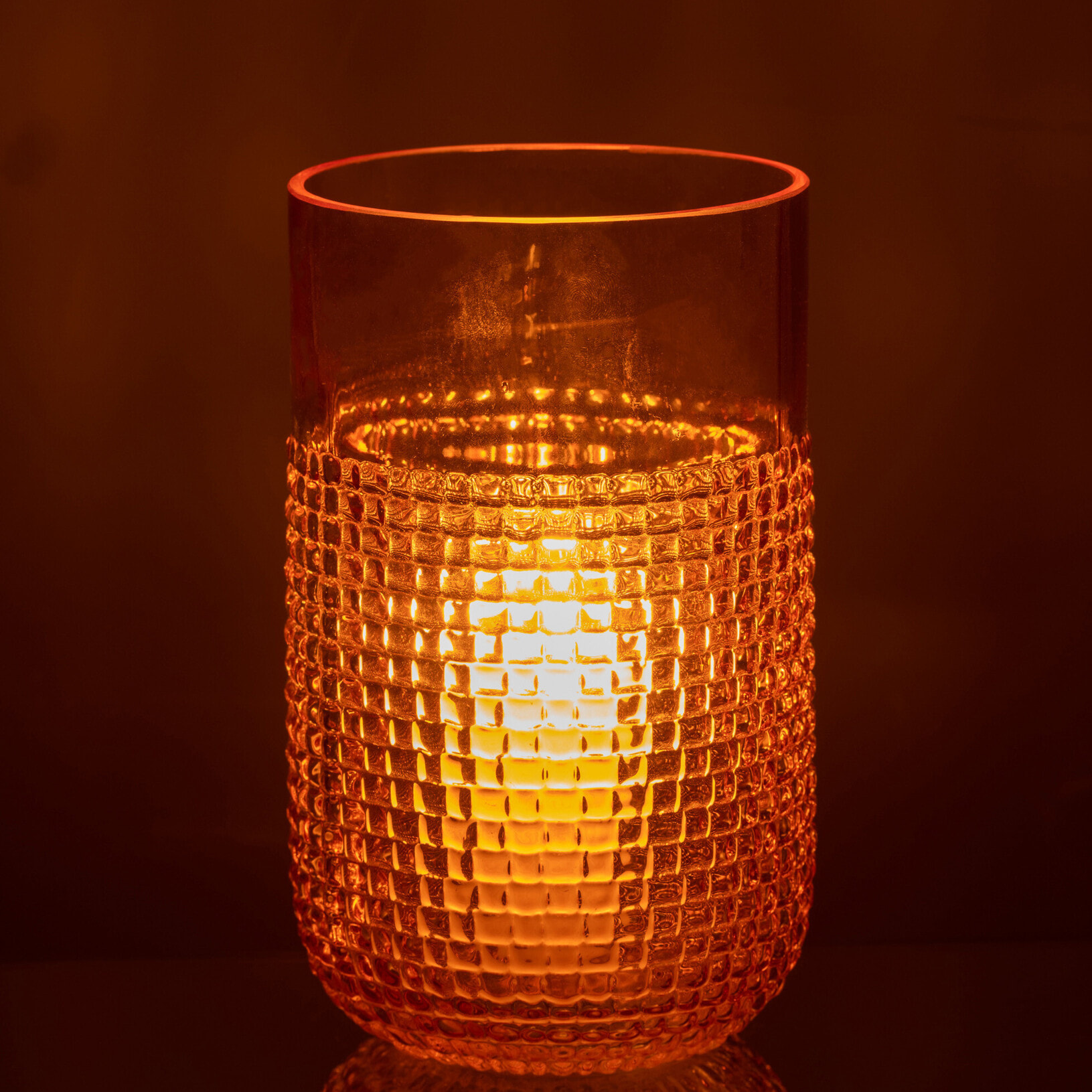 J-Line vase Motif - verre - orange - small - Ø 11.5 cm