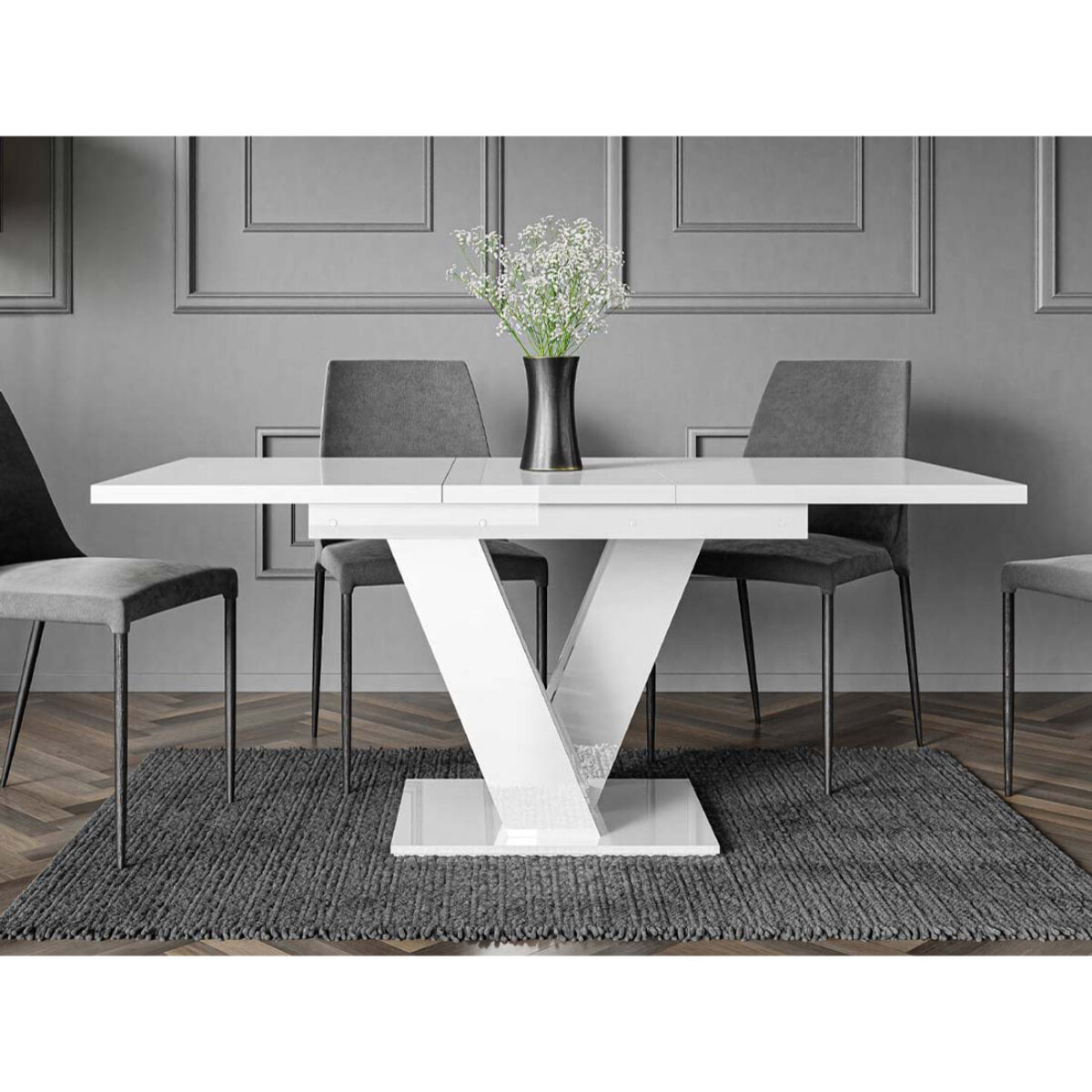 Xandriel - table à manger extensible - blanc - 4 à 6 personnes - Blanc