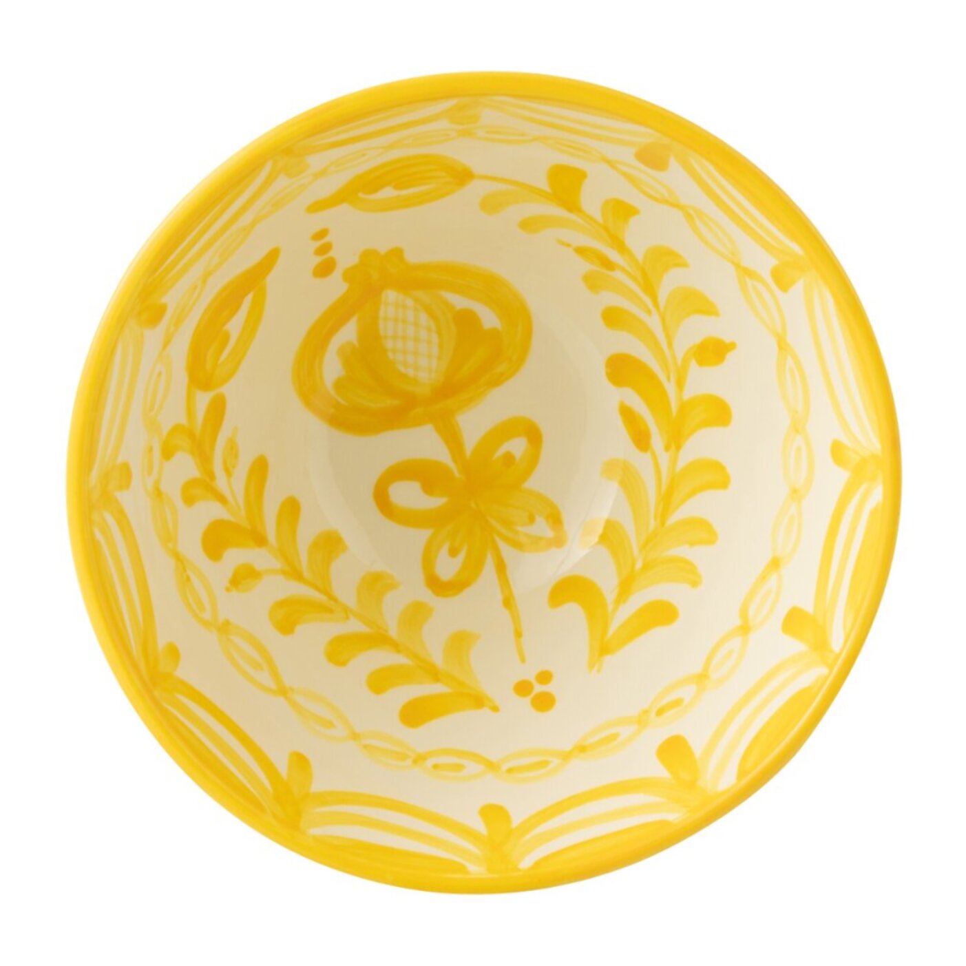 J-Line bol Granada High  - céramique - blanc/jaune - medium - Ø 22 cm