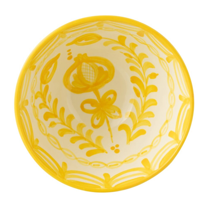J-Line bol Granada High  - céramique - blanc/jaune - medium - Ø 22 cm