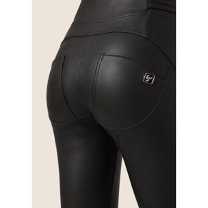 WR.UP mini flare similpelle vita alta con dettagli incrocio