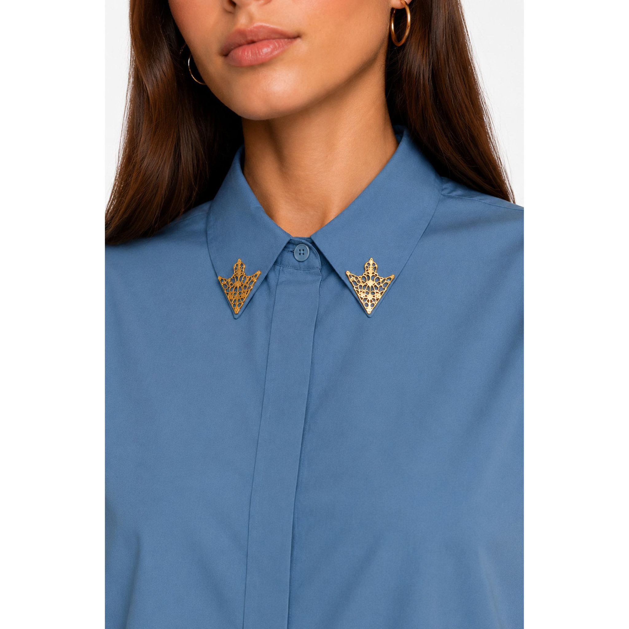 Kocca - Camicia da donna in lyocell e cotone con colletto decorato Donna