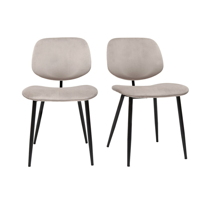 Chaises en tissu velours taupe et métal noir (lot de 2) TOBIAS