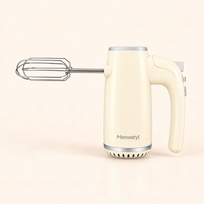 Batteur à main éléctrique en acier inoxydable crème RETRO