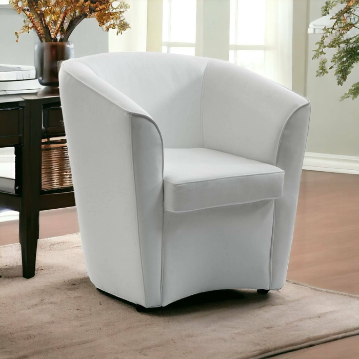 Poltrona Artello, Poltrona da salotto, 100% Made in Italy, Poltroncina relax in ecopelle, Cm 70x60h74, Bianco