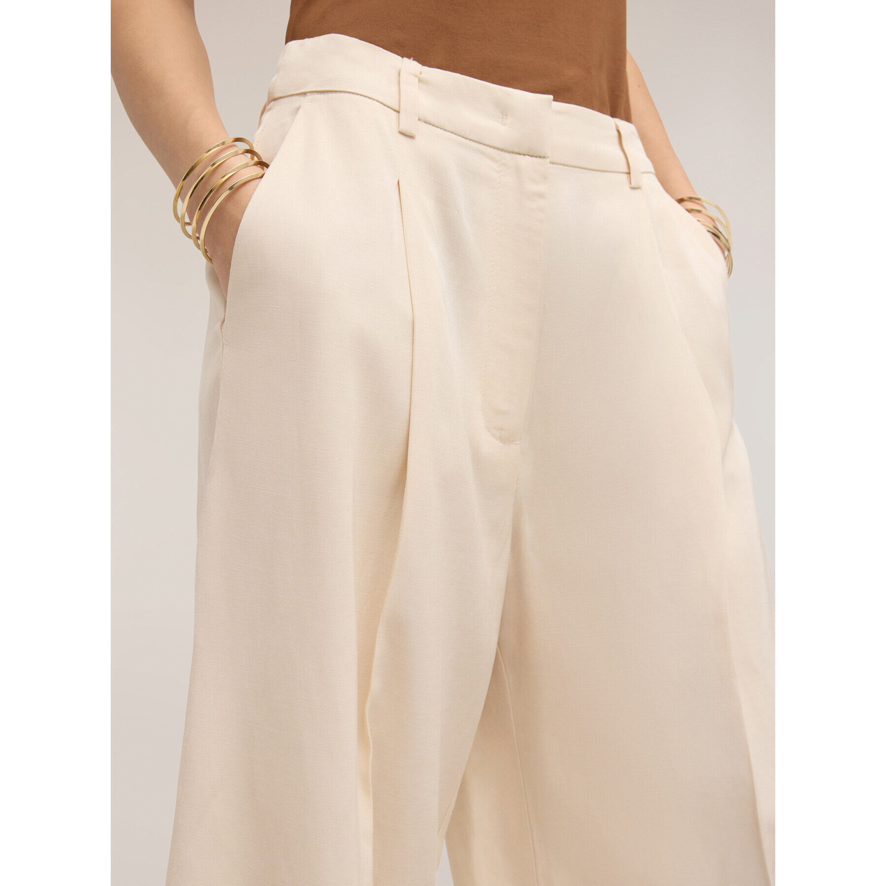 Motivi - Bermuda largo mezcla de lino - Beige