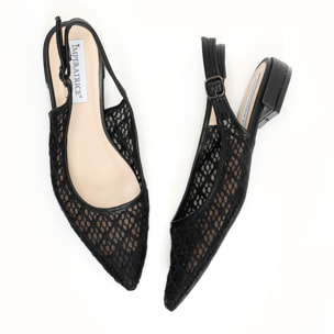 Ballerine slingback in rete ricamata