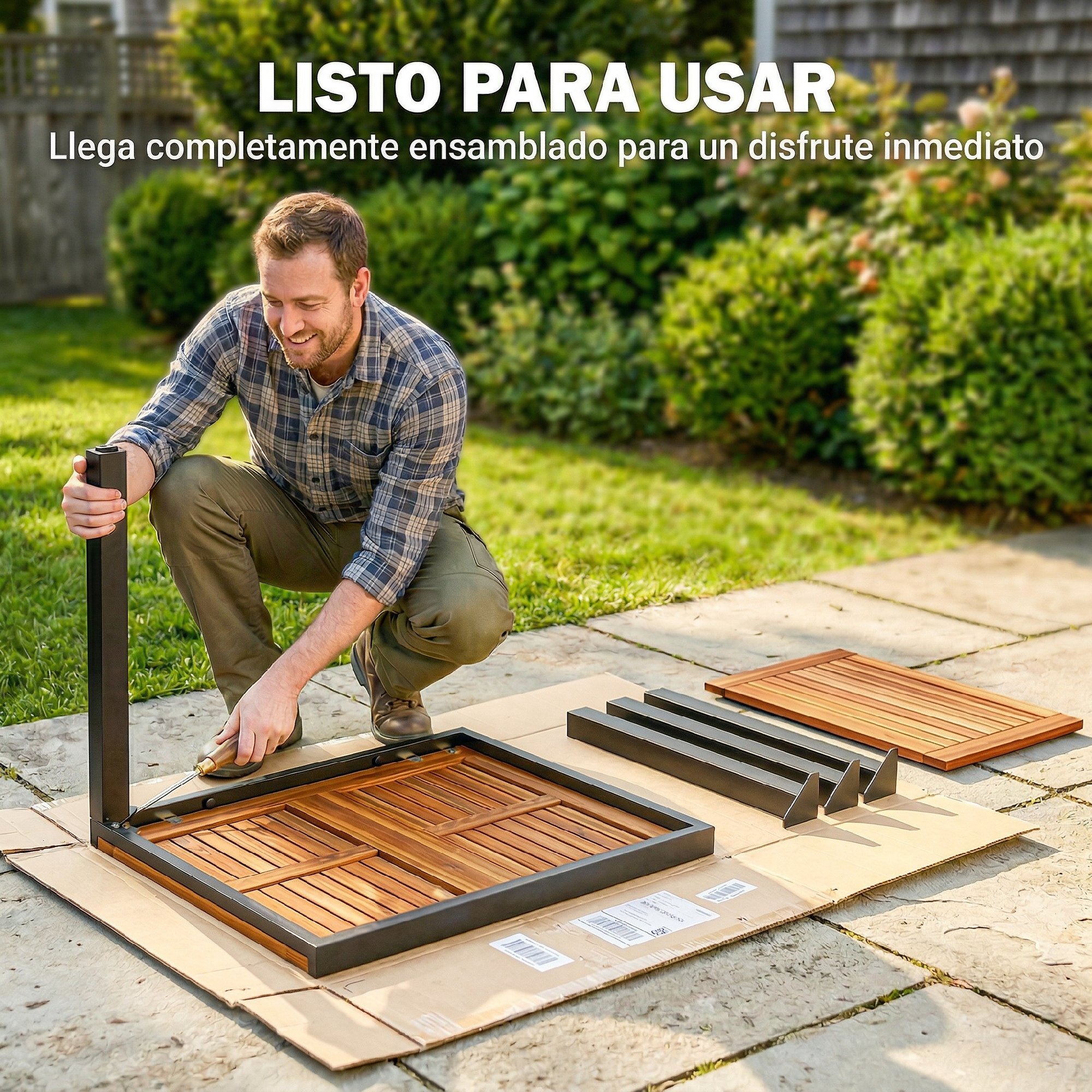 Mesa de Jardín Extensible 120/80x70 cm, Mesa de Comedor Exterior Extensible Rectangular con Estructura de Acero y Tablero de Madera de Acacia, para 4-6 Personas, para Patio, Terraza, Natural