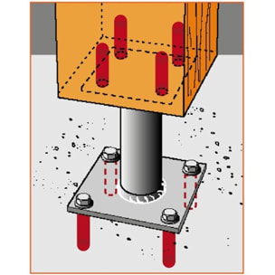 Pied de poteau fixe SIMPSON - A100xB150xC100xD130xF130mm - PPA150