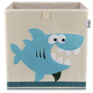 Boîte de rangement en tissu pour enfant "requin" sur fond clair, compatible Ikea Kallax Lifeney