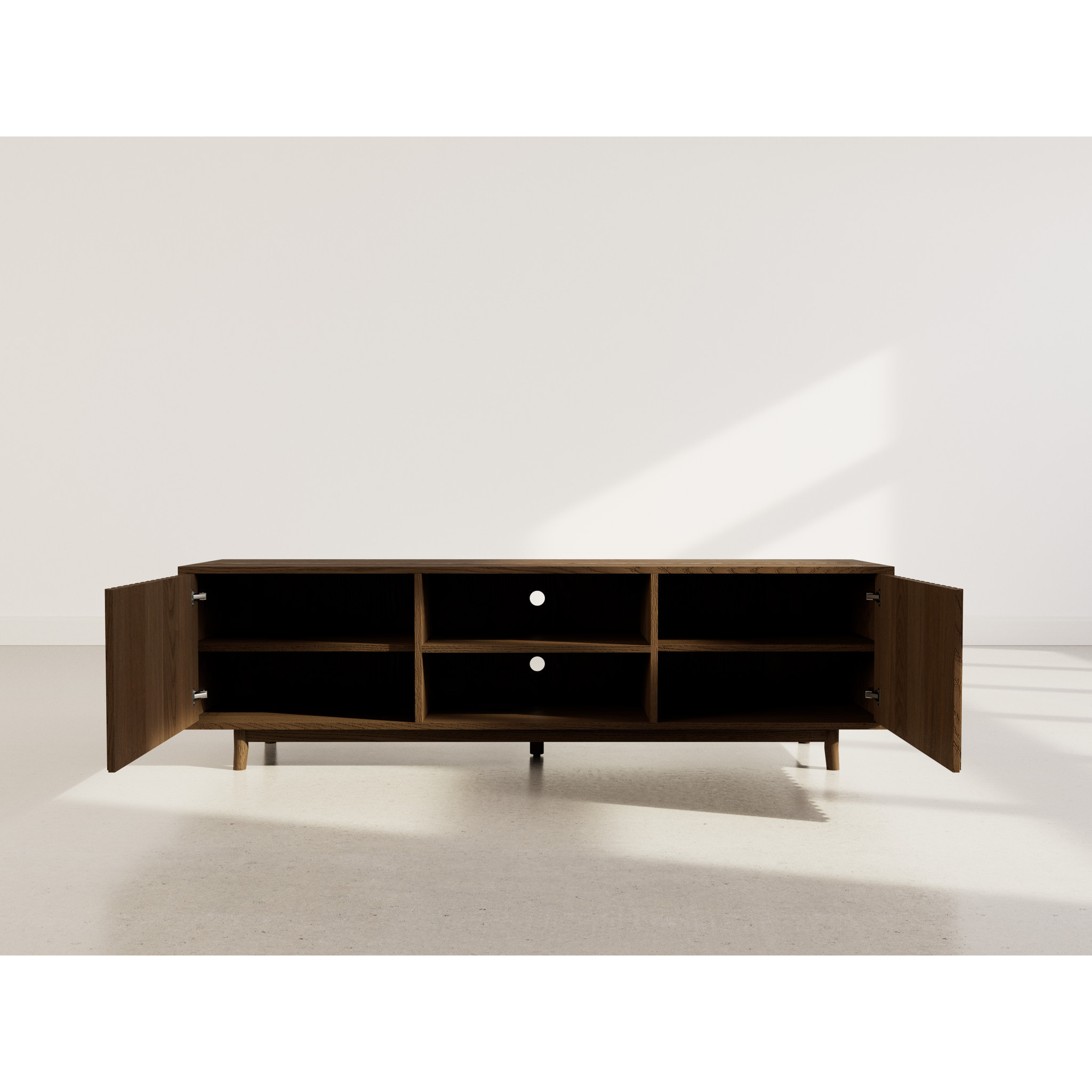 Freya - meuble tv 180 cm - 2 portes et 2 niches - Marron