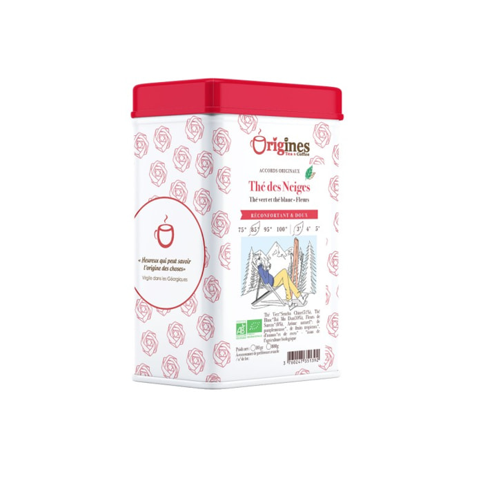 Thé Vert et Blanc Bio Thé des neiges - Chine - Boîte Métal 80g