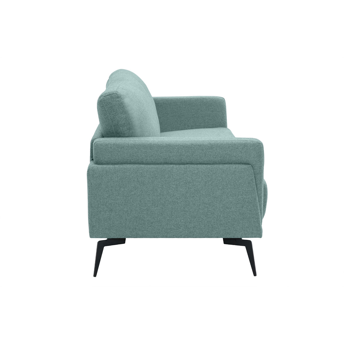 Canapé design 3 places en tissu vert de gris et métal noir MOSCO