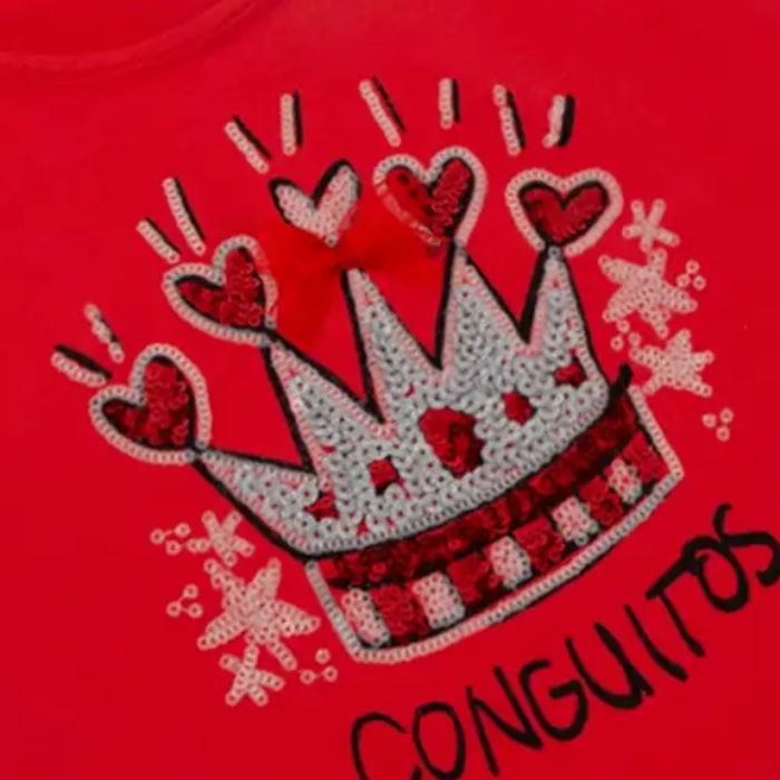 Camiseta Niña Brillante en Rojo