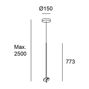 LEDS C4 Colgante Invisible Single Fixed LED 12.2 Blanco cálido - 2700K PHASE CUT Negro 551lm