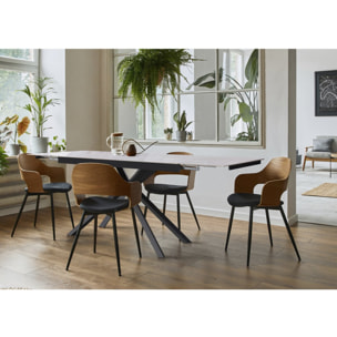 Table à manger extensible en céramique 6 à 10 personnes "Celeste" - Gris marbré
