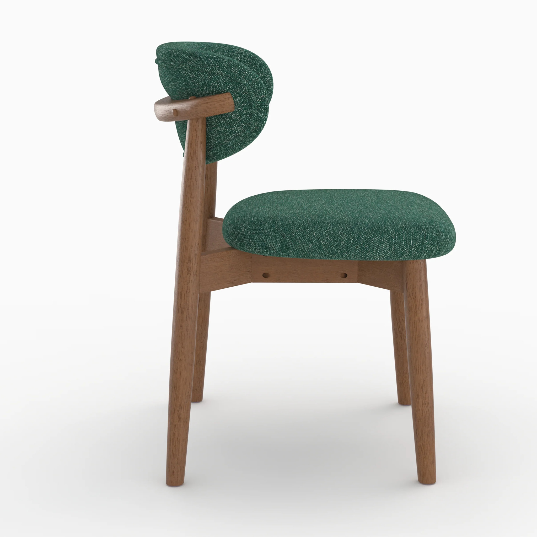 Lot de 2 chaises en tissu vert sapin et bois d'hévéa foncé - Yuna