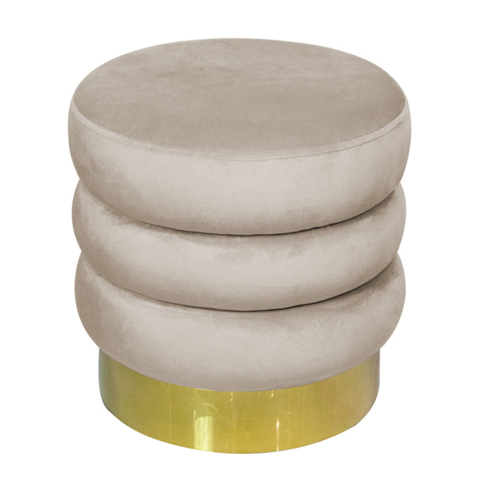 Pouf Poggiapiedi Rotondo Seduta In Velluto Velvet Creamy Beige