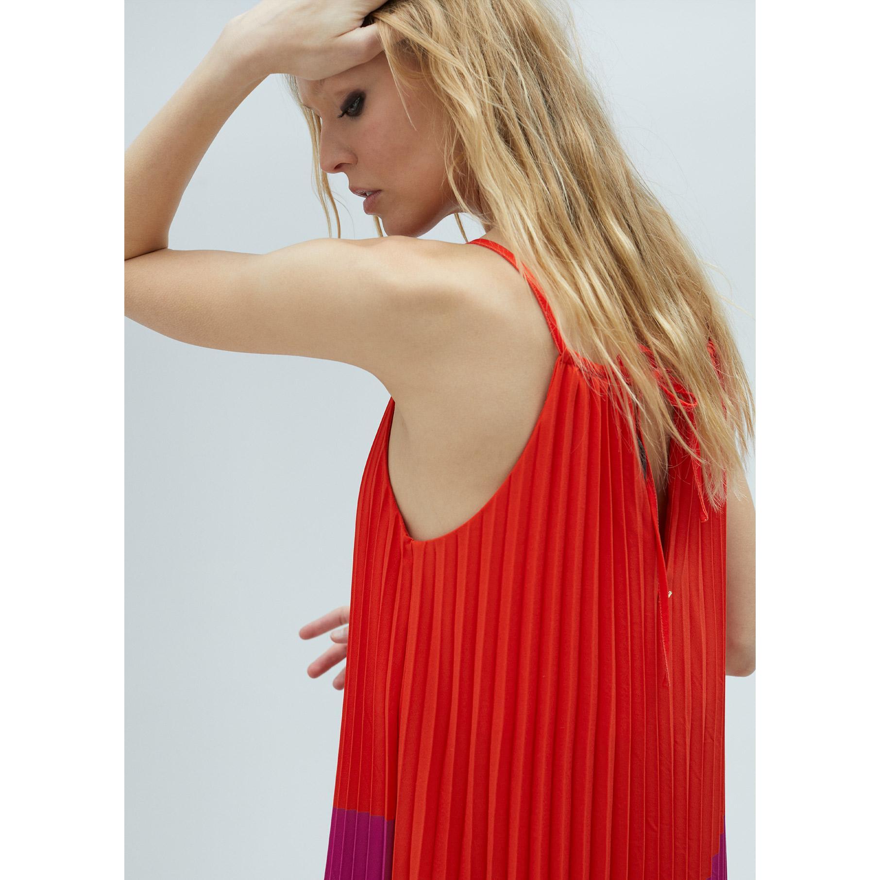 Vestito plissettato tricolore