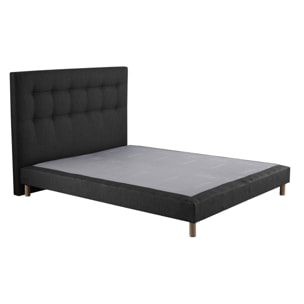 Sommier confort CRÉPUSCULE, durable avec tête de lit capitonnée - anthracite