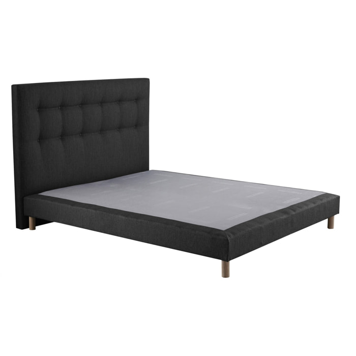 Sommier confort CRÉPUSCULE, durable avec tête de lit capitonnée - anthracite