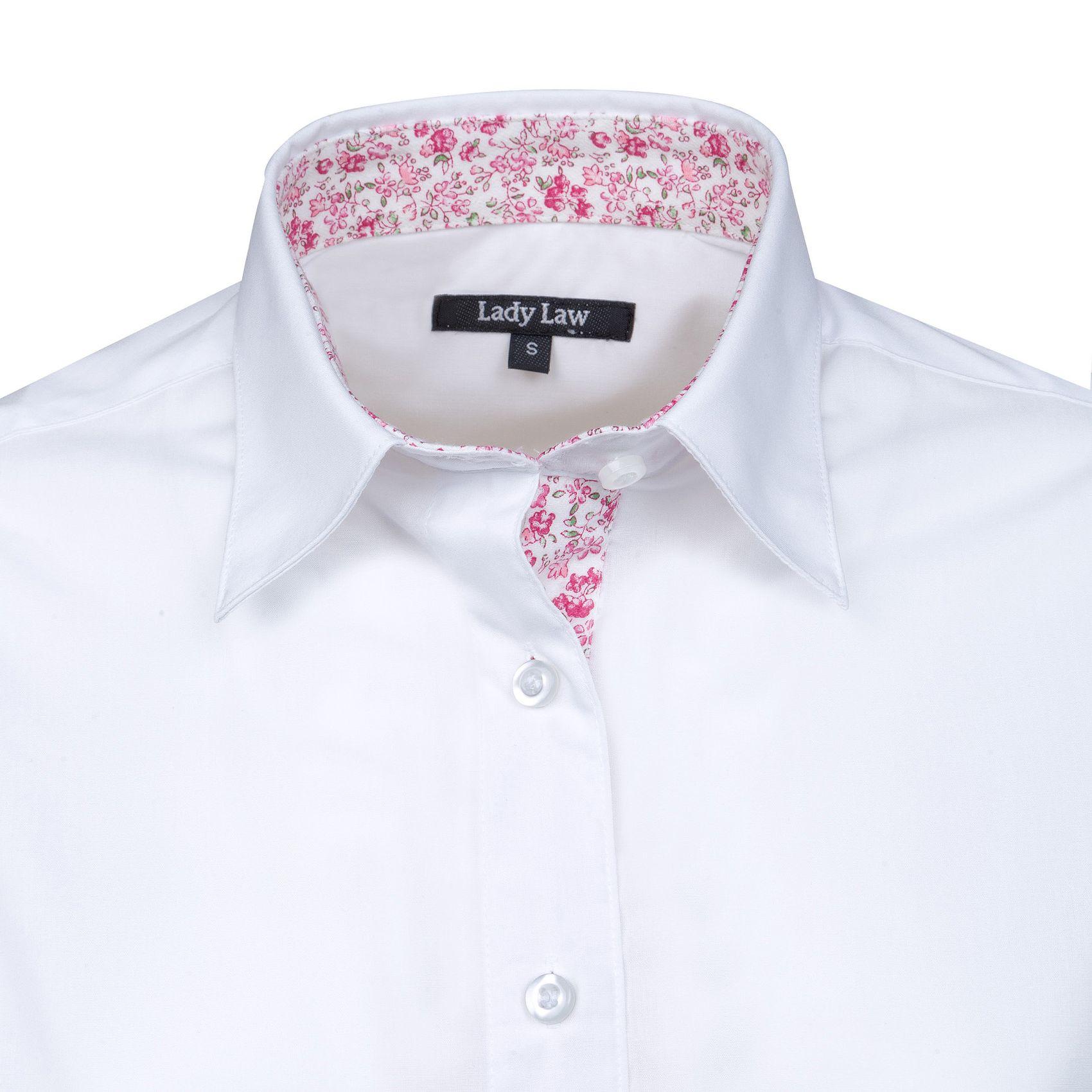 Camicia LADY LAW bianco contrasti fiori rosa