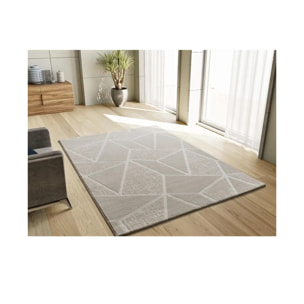 SENSATION Alfombra con motivos geométricos en relieve en blanco, varias medidas disponibles.