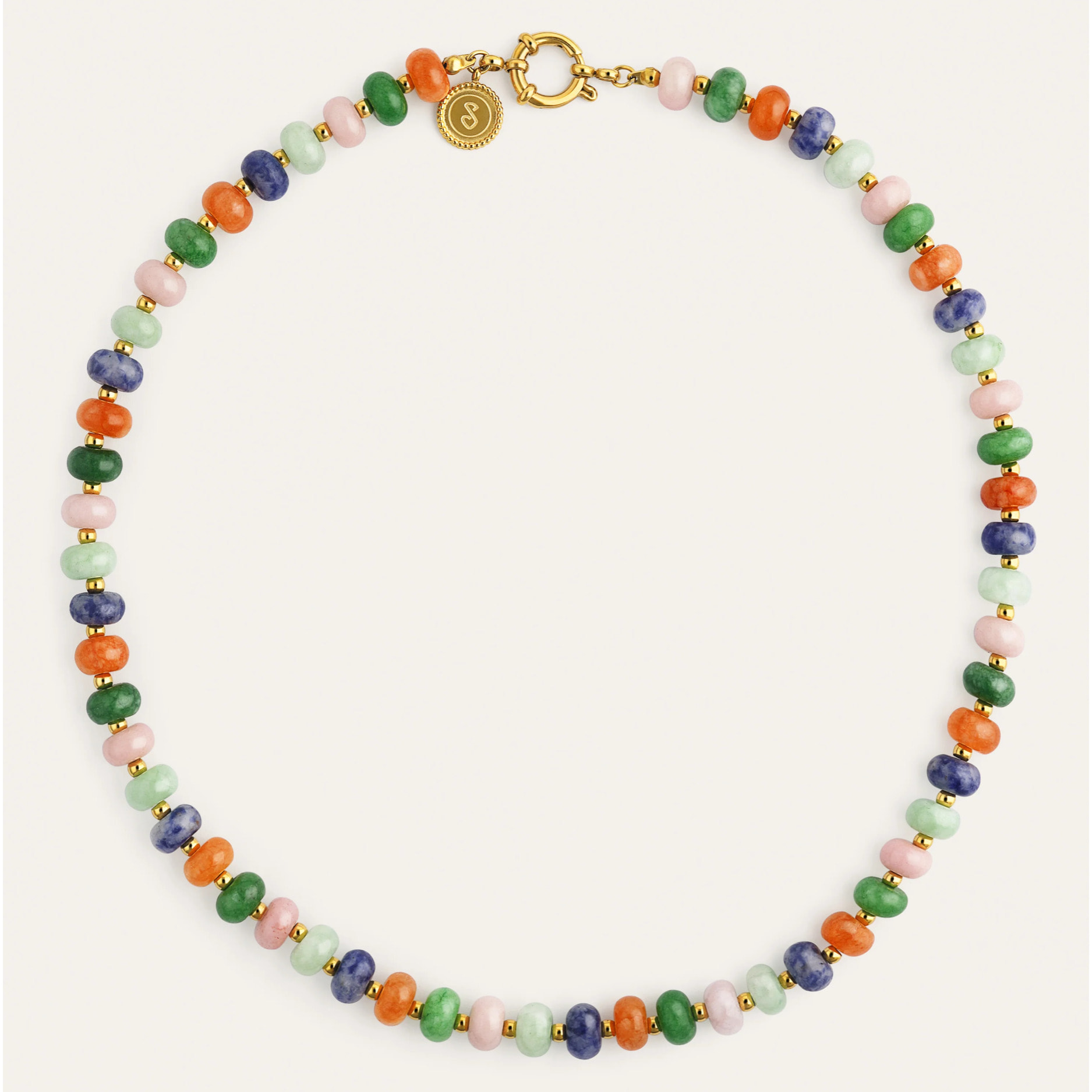 Collar Alpine Stones Acero Baño Oro
