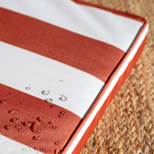 Galette de chaise imperméable déhoussable à rayures ARCACHON - Terracotta