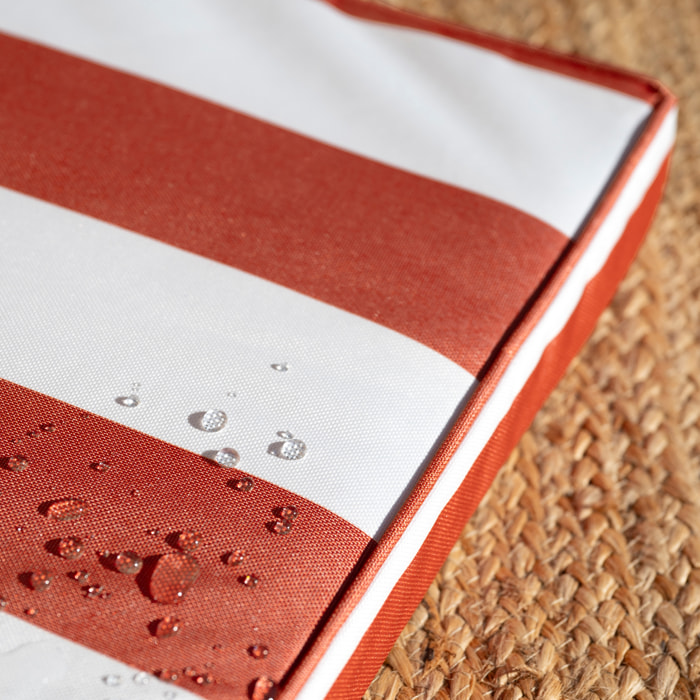 Galette de chaise imperméable déhoussable à rayures ARCACHON - Terracotta