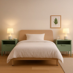 Comodino in metallo con cassetto 45x30x50cm verde salvia - Pop