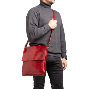Borsa a tracolla  da uomo In Vera pelle Made in Italy 31x35x4 cm