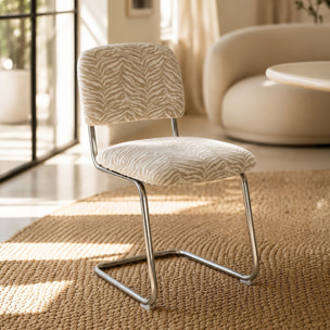 Ensemble table ovale 220cm et 6 chaises en tissu zèbre FELINE