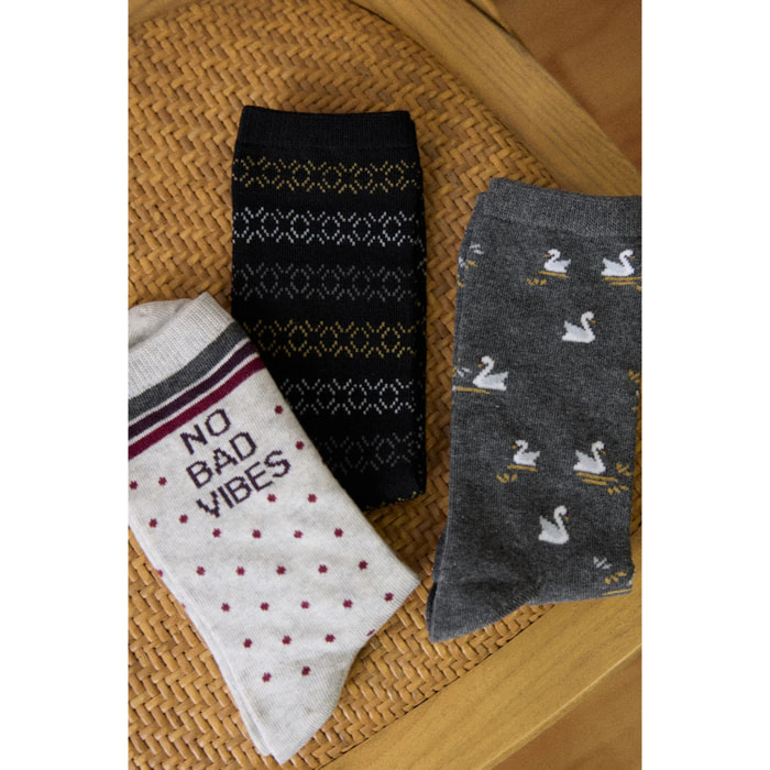 Confezione da 3 calzini stampati No Bad Vibes