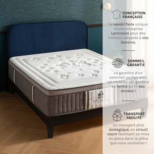 Ensemble Matelas Suite Impériale & Sommier KIT15, 35 cm, Ressorts Ensachés, Micro-Ressorts et Mémoire de Forme, Technologie Tri-Lattes, Soutien Ferme