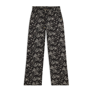 Pantaloni comfort in viscosa animalier con gamba ampia