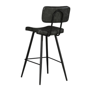 Lot de 2 chaises de bar mi-hauteur 66 cm cuir synthétique gris / noir - Texas