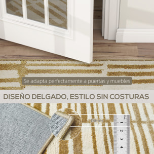 Alfombra Salón 170x120 cm Alfombra Lavable en Lavadora Pelo Corto Elementos a Rayas Tapete para Sala de Estar Dormitorio Comedor Crema