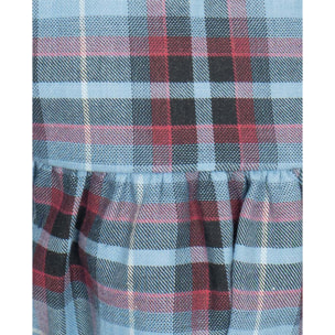 Vestido cuello blanco cuadros azul y rojo